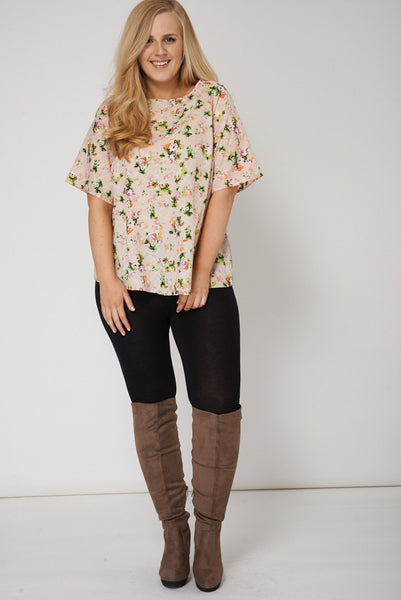 Floral And Check Print Top Ex-Branded