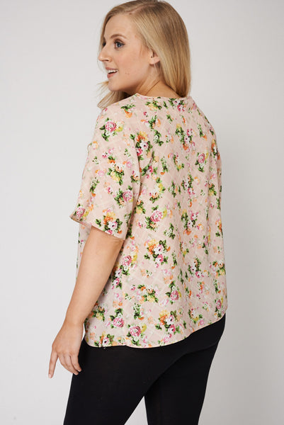 Floral And Check Print Top Ex-Branded