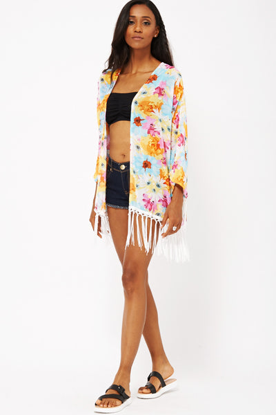 Floral Fringe Detail Kimono