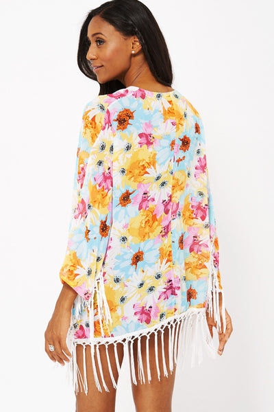 Floral Fringe Detail Kimono