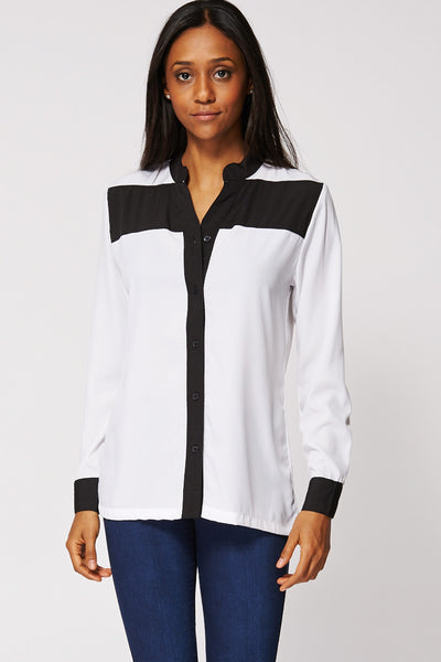 White And Black Button Up Shirt Ex-Branded