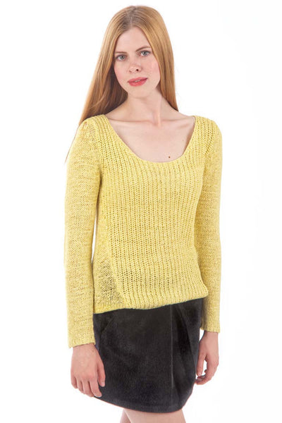 Yellow Scoop Neckline Knitted Jumper