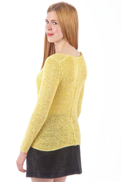 Yellow Scoop Neckline Knitted Jumper