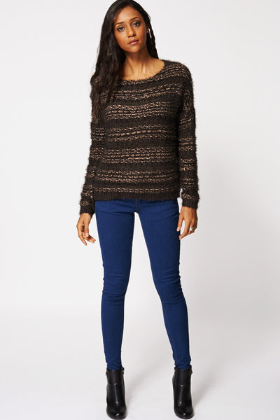 Open Knit Long Sleeve Fluffy Jumper Ex-Branded