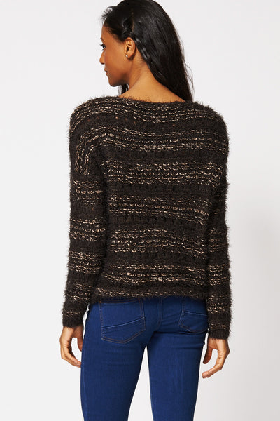 Open Knit Long Sleeve Fluffy Jumper Ex-Branded