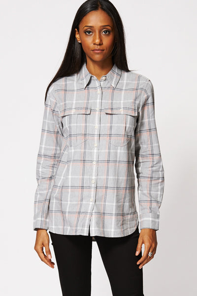 Grey Check Button Up Shirt Ex-Branded