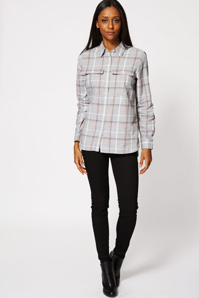 Grey Check Button Up Shirt Ex-Branded