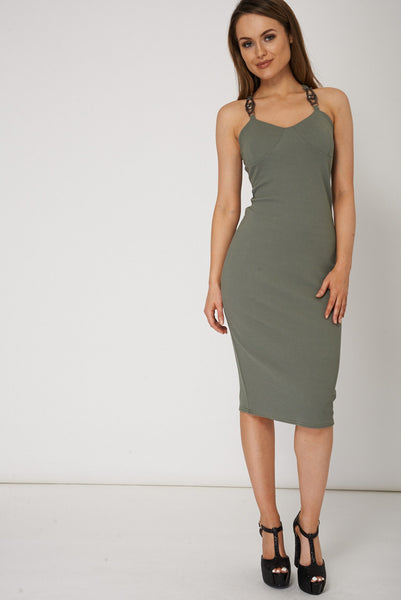 Soft Touch Bodycon Dress With Metal Details Ex-Branded