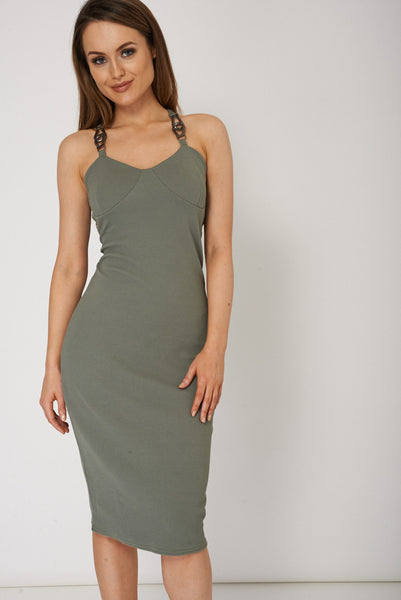 Soft Touch Bodycon Dress With Metal Details Ex-Branded