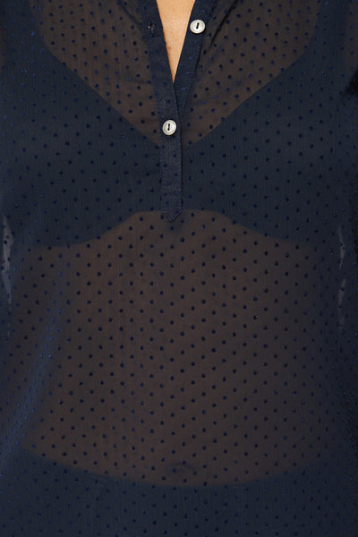 Sheer Dots And Beads Detail Blouse Ex-Branded