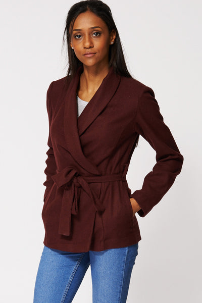 Burgundy Wrap Belted Blazer Ex-Branded