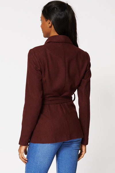 Burgundy Wrap Belted Blazer Ex-Branded