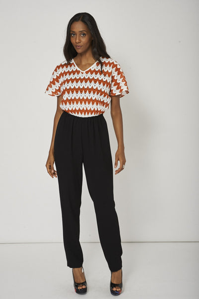 Red And White Crochet Detailed Jump Suit