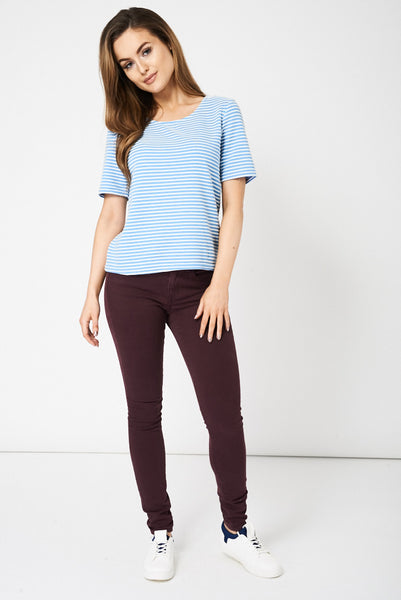 Blue And White Striped Top Ex-Branded Available in Plus Sizes