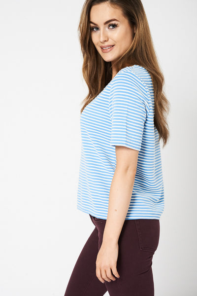 Blue And White Striped Top Ex-Branded Available in Plus Sizes