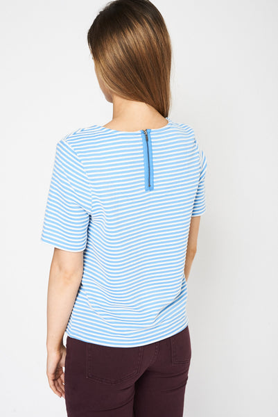 Blue And White Striped Top Ex-Branded Available in Plus Sizes