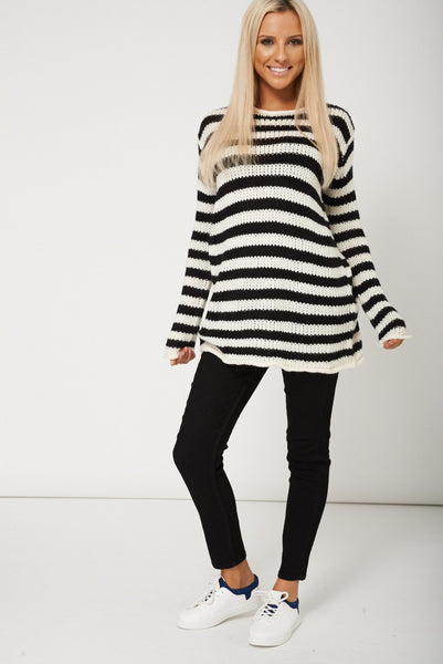 Trendy Open Neck Knit Long Sleeve Jumper Ex-Branded