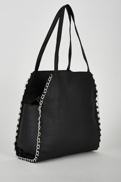 Soft Handbag with Side Chain Detail