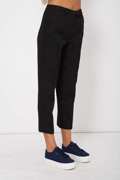 Black Textured Tailored 3/4 Trousers