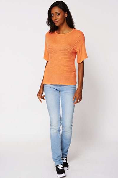 Orange Ribbed Top Ex-Branded