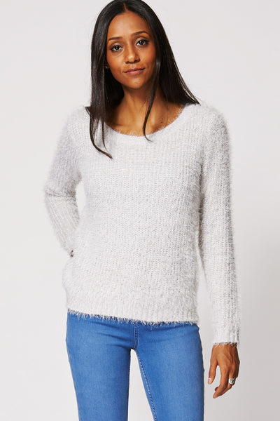 Light Grey Fluffy Jumper Ex-Branded