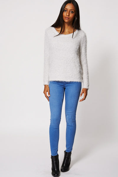 Light Grey Fluffy Jumper Ex-Branded