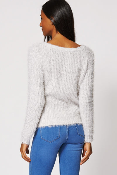 Light Grey Fluffy Jumper Ex-Branded