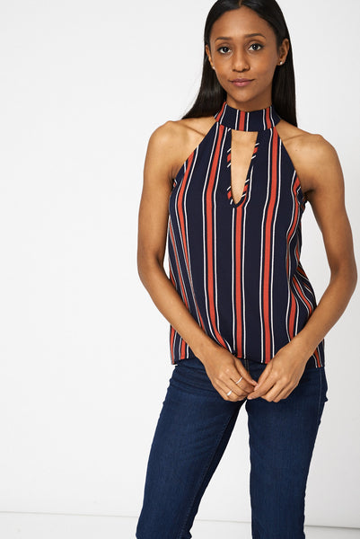 High Neck Cut Out Sleeveless Top