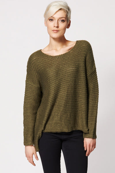 Green Hi Low Knitted Sweater