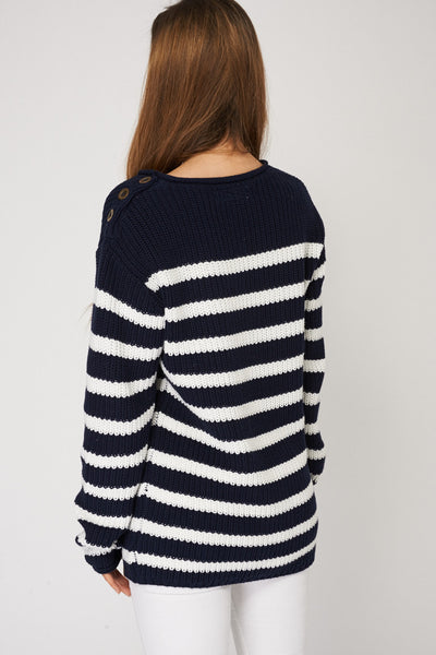 Shoulder Button Detail Loose Fit Jumper