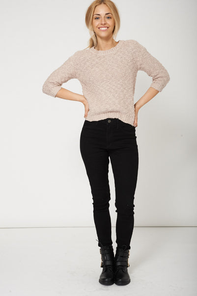 High Street Fashion Beige Textured Ladies Jumper Ex-Branded Available In Plus Sizes