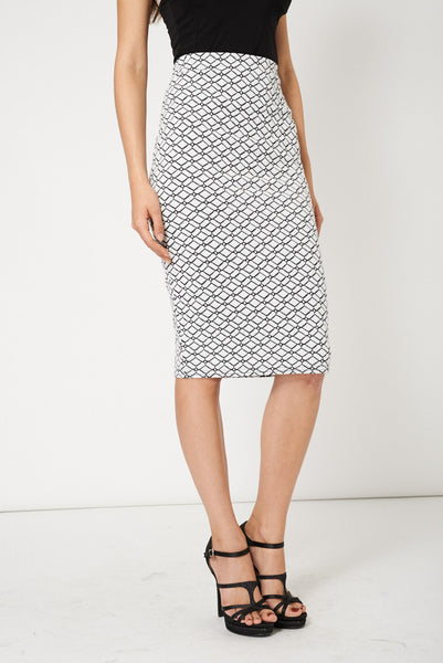 Knee Length Pencil Skirt With Abstract Pattern Plus Sizes Available