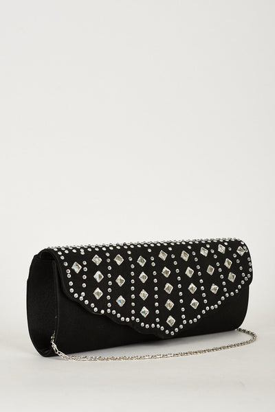 Light Gem Clutch Bag In Black