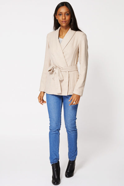 Beige Wrap Belted Blazer Ex-branded