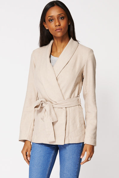 Beige Wrap Belted Blazer Ex-branded