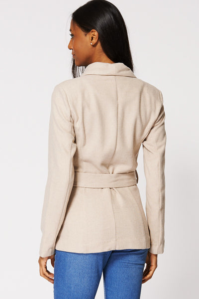 Beige Wrap Belted Blazer Ex-branded