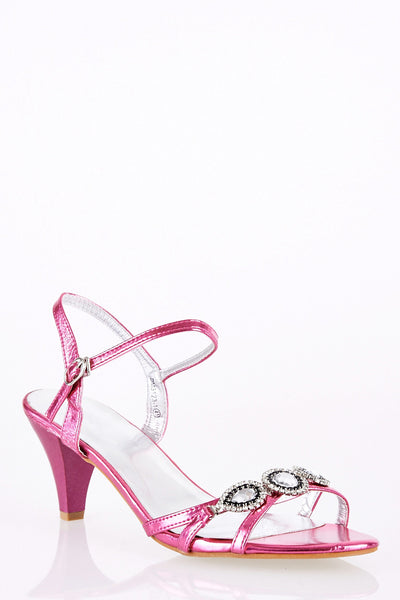 Large Size Elegant Sandal with Jewel and Diamante Detail