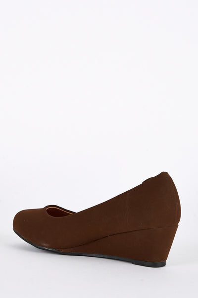 Large Size Faux Suede Wedge Shoe with Side Bow Detail Limited Stock