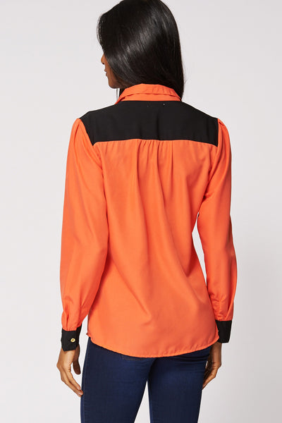 Contrast Panel Button Up Shirt Ex-Branded