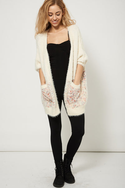 Fluffy Soft Touch Coloured Knitted Cardigan