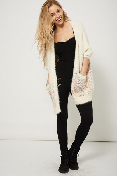 Fluffy Soft Touch Coloured Knitted Cardigan