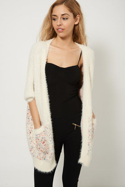 Fluffy Soft Touch Coloured Knitted Cardigan