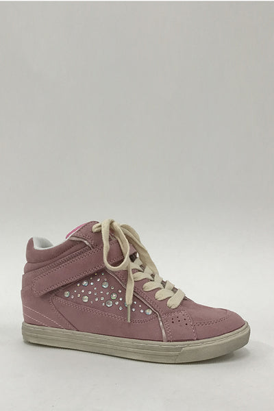 Pink Diamante Wedge High Top Trainer