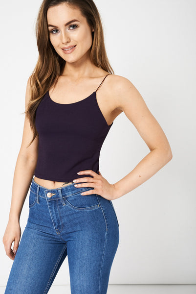 Purple Spaghetti Strap Crop Top