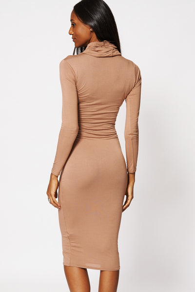 Cowl Neck Bodycon Midi Dress Ex-Branded