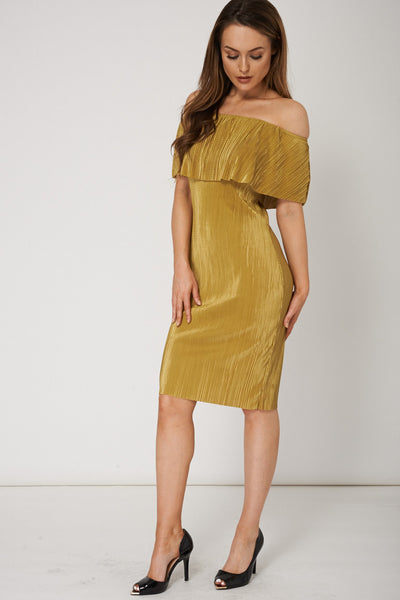 Plain Pleated Overlay Dress