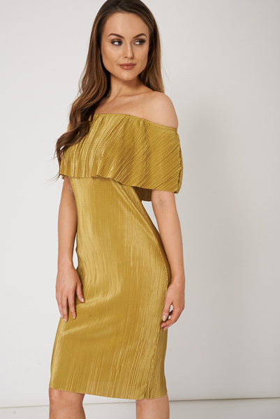Plain Pleated Overlay Dress