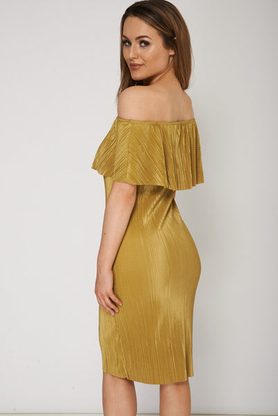 Plain Pleated Overlay Dress