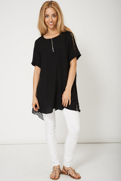 Sassy Black Midi Dress With Cut Out Fabric Design