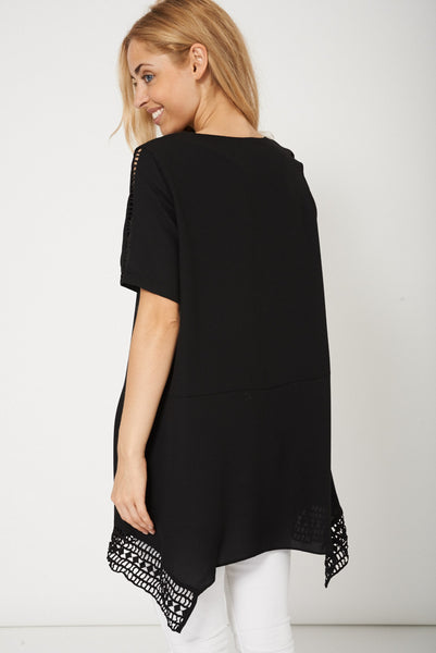 Sassy Black Midi Dress With Cut Out Fabric Design